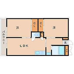 Glanzmukogawa 2LDKの間取図画像