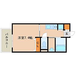 クレリジェール 1Kの間取図画像