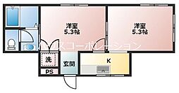 フローラル南塚口 2Kの間取図画像