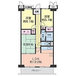 レーベンハイム西川 2SLDKの間取図画像