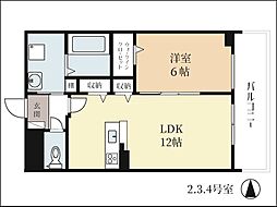 城陽市寺田中大小アパート 1LDKの間取図画像