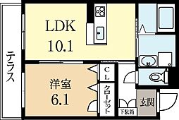 シャーメゾンプルメリア 1LDKの間取図画像