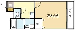 ヴァンガード 1Kの間取図画像