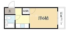 コーポ桐生 1Kの間取図画像