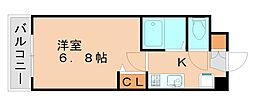 ピュア県庁北 1Kの間取図画像