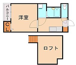 ベネフィスタウン箱崎東3 1Kの間取図画像