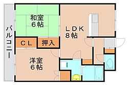 リバーサイド多の津 2LDKの間取図画像