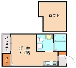 ル・シエル箱崎 ワンルームの間取図画像