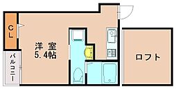 タスク箱崎 ワンルームの間取図画像