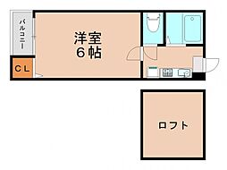 フレンドリー箱崎 1Kの間取図画像