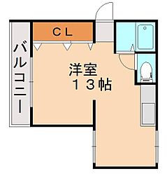 第2小山コーポ ワンルームの間取図画像