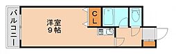 筥松パークマンション ワンルームの間取図画像