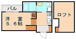 フローラ筥松 ワンルームの間取図画像
