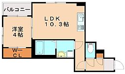 JR鹿児島本線 福工大前駅 徒歩10分の賃貸アパート 3階1LDKの間取り