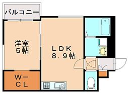 JR鹿児島本線 福工大前駅 徒歩10分の賃貸アパート 3階1LDKの間取り