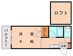 シティハウス飛鳥 ワンルームの間取図画像
