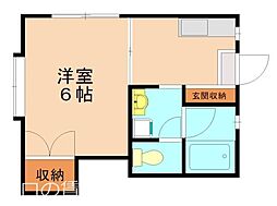 アーバン香椎B 1Kの間取図画像