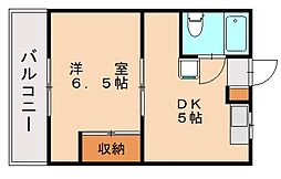 大岩ハイツ1 1Kの間取図画像