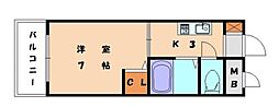 プレアール奈多 1Kの間取図画像