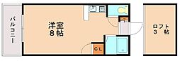山愛3番館 ワンルームの間取図画像