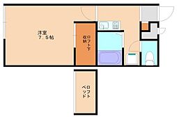 レオパレスアオイ 1Kの間取図画像