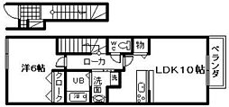 JR阪和線 久米田駅 徒歩10分の賃貸アパート 2階1LDKの間取り