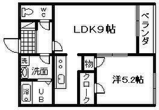 大阪府岸和田市流木町(賃貸アパート1LDK・2階・37.26㎡)の写真 その2