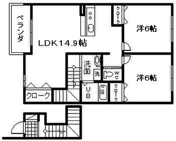 大阪府岸和田市上松町(賃貸アパート2LDK・2階・62.43㎡)の写真 その2