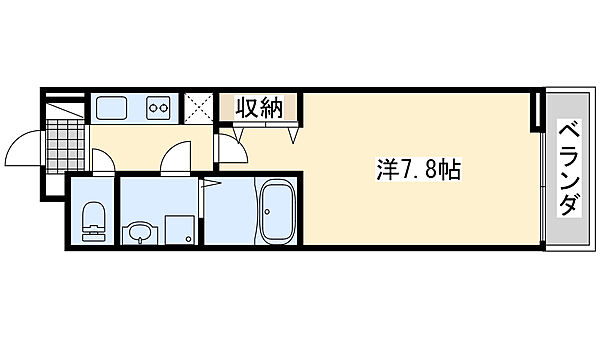 大阪府泉佐野市中町1丁目(賃貸アパート1K・3階・26.15㎡)の写真 その2