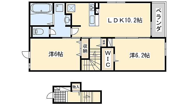 大阪府阪南市下出(賃貸アパート2LDK・2階・56.66㎡)の写真 その2