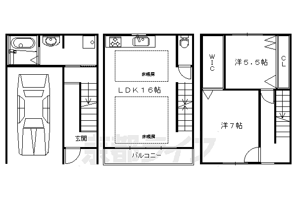 京都府京都市上京区寺町通今出川下る西入真如堂突抜町(賃貸テラスハウス2LDK・--・100.00㎡)の写真 その2