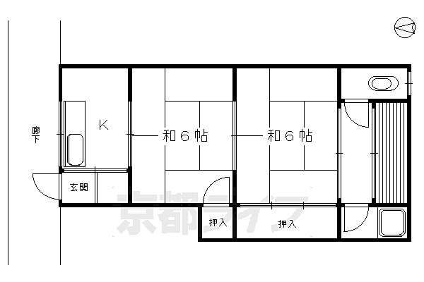 マンション松久 103｜京都府京都市下京区七条御所ノ内西町(賃貸アパート2K・1階・33.00㎡)の写真 その2