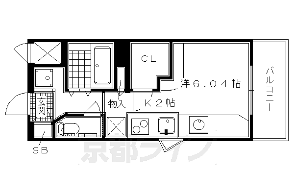 京都府京都市上京区御前通五辻上る北町(賃貸マンション1K・4階・18.20㎡)の写真 その2