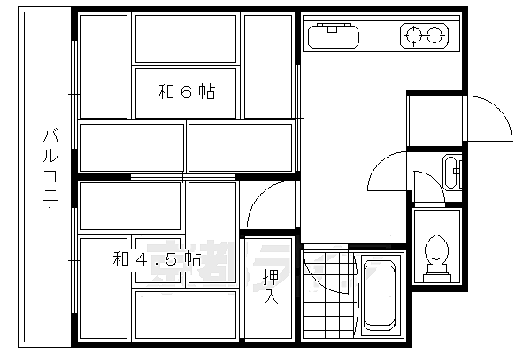 京都府京都市右京区嵯峨野清水町(賃貸マンション2DK・2階・34.02㎡)の写真 その2