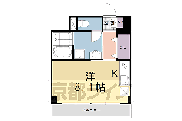 ヴィラ東山本町 207｜京都府京都市東山区本町4丁目(賃貸マンション1K・2階・24.58㎡)の写真 その2