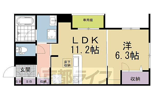 （仮称）シャーメゾン京都西七条 101｜京都府京都市下京区西七条石井町(賃貸マンション1LDK・1階・44.93㎡)の写真 その2