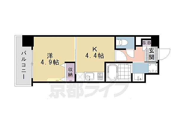 アクアプレイス京都洛南II 403｜京都府京都市南区吉祥院九条町(賃貸マンション1DK・4階・24.89㎡)の写真 その2