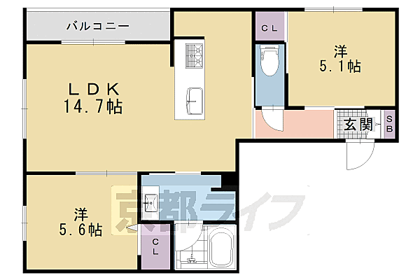 シャーメゾン六条荘 301｜京都府京都市下京区西洞院通花屋町上る西側町(賃貸マンション2LDK・3階・59.92㎡)の写真 その2