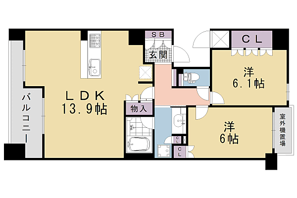 グランレジェイド京都河原町 711｜京都府京都市中京区裏寺町通六角下る裏寺町(賃貸マンション2LDK・7階・60.49㎡)の写真 その2