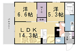 京都市営烏丸線 丸太町駅 徒歩12分の賃貸マンション 3階2LDKの間取り