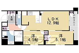 ブランズ御池西洞院 3階2LDKの間取り