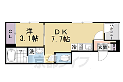アミティア円町 3階1DKの間取り