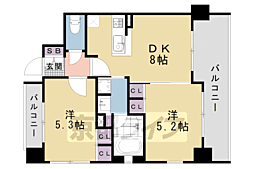 エステムプラザ京都御所ノ内レギア 2LDKの間取図画像