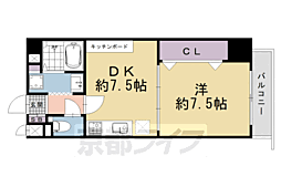 ライオンズマンション四条西洞院 4階1DKの間取り