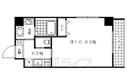 阪急京都本線 西院駅 徒歩9分の賃貸マンション 5階1Kの間取り