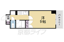 パインフィールド壬生 1Kの間取図画像