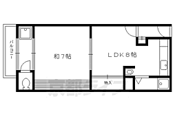 アミティエ一乗寺 1DKの間取図画像