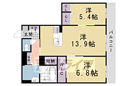 グランコート北浦 2LDKの間取図画像