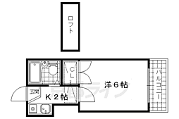 ダイヤモンドパレス山科 1Kの間取図画像
