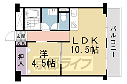 山科ハイツ 1LDKの間取図画像